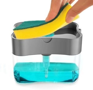 DF201210025 Horlite 2 in 1 Soap Pump Dispenser for Dishwasher Liquid, Soap, Sponge Holder with Sponge