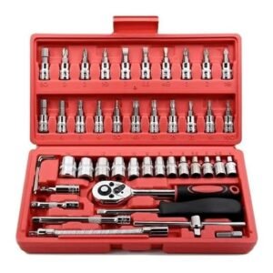 46 In 1 Pcs Tool Kit & Screwdriver and Socket Set,Hand Tool Kit Wrench Set Multi Purpose Combination Tool Case Precision Socket Set,Bike Tool Kit Set All Bike, Car Tool Kit Set