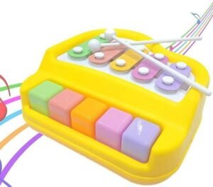 8-bit Cute 2 in 1 Xylophone Toy for Toddlers with 5 Multicolor Key Keyboard , Musical Learning Instrument for Kids.