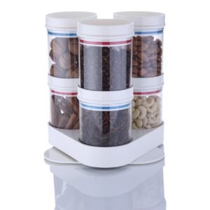 Actionware Crystal ABS Plastic Food Storage jar Container with Stand - 500ML (6-Pieces per 1 Set)