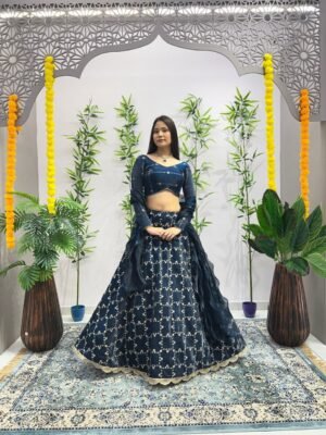 Teal Rama Designer Lehenga Choli Set