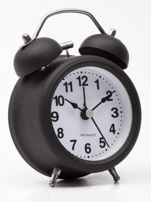 TWIN BELL ALARM CLOCK BLACK WHITE