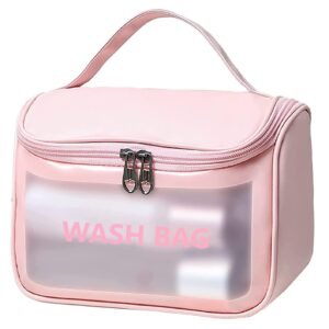 Multi-Functional Large Makeup Pouch for Women | Waterproof PVC Cosmetic Bags with Hook for Girls | Toiletry Storage Wash Bag | Travel Organizer for Bath Accessories & Grooming Kit Cosmetic Organizer Bag Makeup Pouch for Women Travel Toiletry Bag for Cosmetics Brushes Accessories Waterproof Zippered Cosmetic Bag Portable Carry Pouch