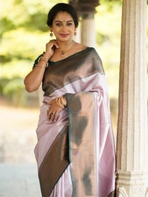 Silk Traditional Saree in Pink and Majenta with Weaving work Baby Pink