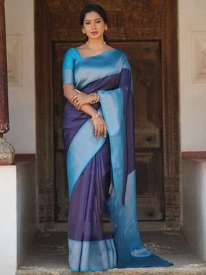 Silk Traditional Saree in Blue with Weaving work Blue