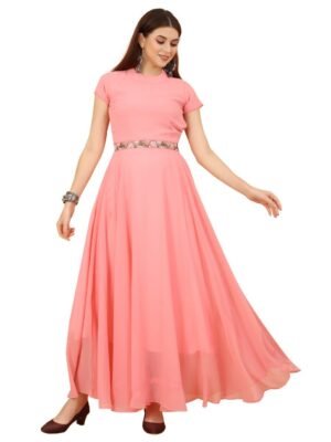 PINK LIGHT Gown Dress with Embroidered Accent