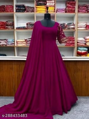 Georgette Embroidered Designer dress with dupatte wine