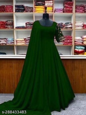 Georgette Embroidered Designer dress with dupatte Green