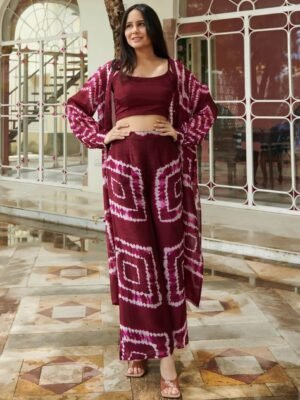 Wine Shibori Print Co-Ord Set