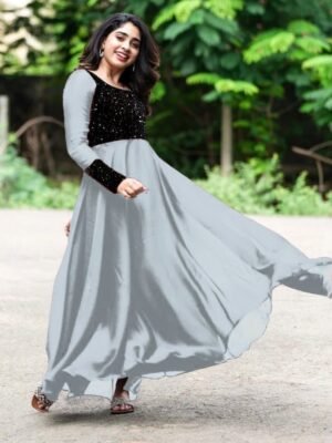 Classic Designer Women Gowns Grey