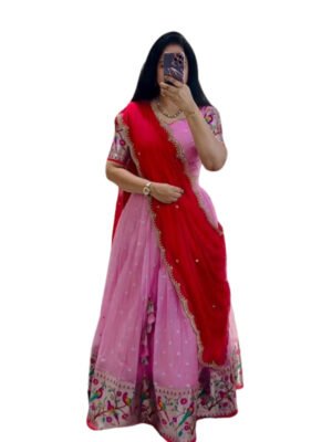 3-Piece Lehenga Choli Set with Dupatta-Pink