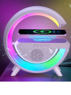 G.FIDEL G Speaker Lamp - APP Control 3 in 1 Multi-Function Bluetooth Speaker with Wireless Fast Charging, RGB Light and Sunrise Alarm Clock for Bedroom & Bedside Table