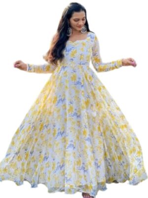 Georgette Floral Gown (Multicolor)