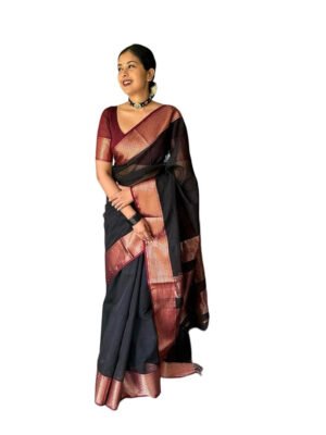 Women's Heavy Banarasi Silk Woven Pattern Modern Jacquard Work Most Trendy and Famous 5.5 Meter Saree with 0.8 Meter fully Jacquard Trendy Work Blouse Peice