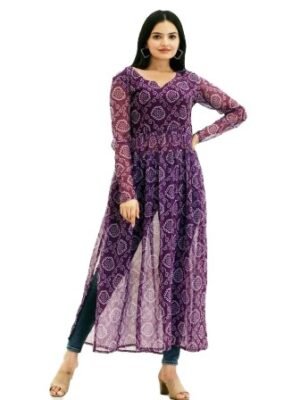 WINE NAYRA CUT FLORAL DIGITAL PRINT KURTI