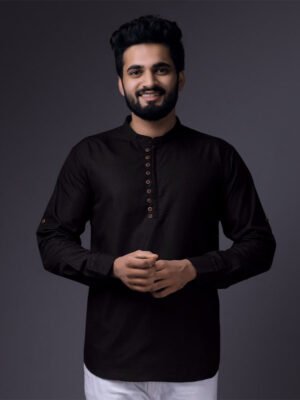 Men Fancy Kurta Style Cotton Black shirt