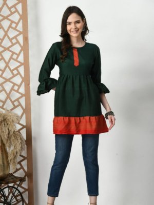 Green Long Tops & Tunics