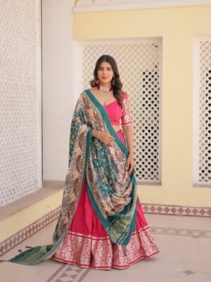 Carnival Viscose Lehenga Choli With Gajji silk Dupatta Pink